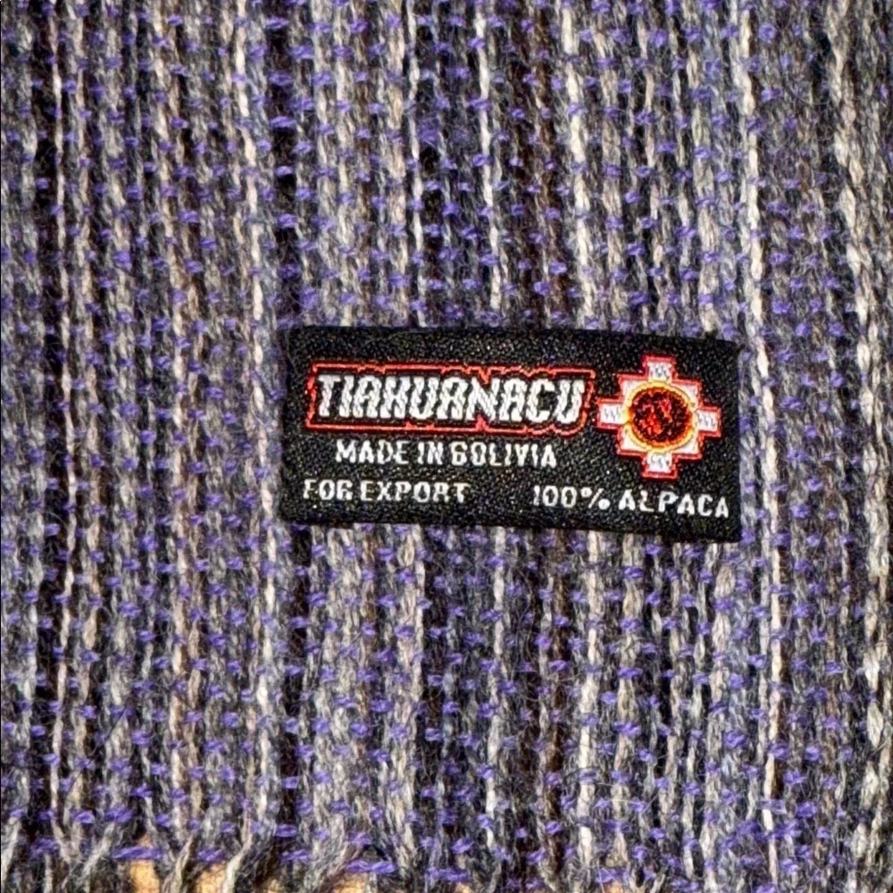 Tiahuanacu 100% Alpaca Rainbow Woven Fringed Scarf/Wrap